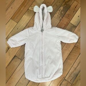 Mon Lapin Baby Girl Sz 0-3 Months Plush Bunting Pink Ivory Sherpa Lined Ears